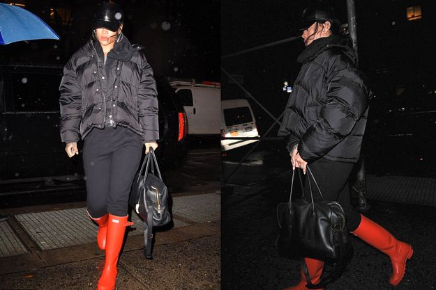 Рианну заставил одеться холодный нью-йоркский дождь