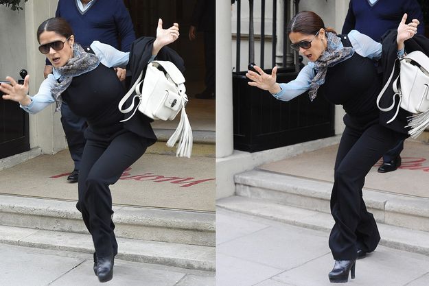 Сальма Хайек едва не упала во время шопинга